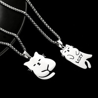 Pendentifs et breloques hypoallergéniques en acier inoxydable poli miroir plaqué argent, motifs animaux mignons (chien, chat, chaton), pour colliers et boucles d'oreilles
