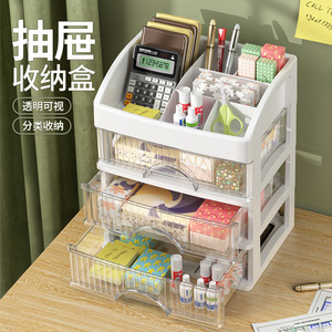White Multi Functional Cosmetic <b>Storage</b> Box With <b>Drawers</b> Desktop Skincare Organizer Modern Minimalist Style <b>Plastic</b> 3-6L - Product Image 5