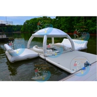 Île flottante gonflable robuste, grande plateforme de loisirs multi-personnes pour lac, piscine, complexe hôtelier, divertissement aquatique