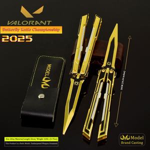 Cuchillo Mariposa Valorant 2025 Champions de 25CM, Aleación de Zinc, Mango Dorado/Negro, Decoración Coleccionable para Escritorio, Periférico de Esports, Accesorio de Cosplay - Product Image 4
