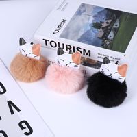 Llavero de Gato con Pompón, Colgante de Gato de Pelo Sintético Esponjoso, Adorno para Llaves, Decoración para Coche, Accesorios para Bolso de Mujer