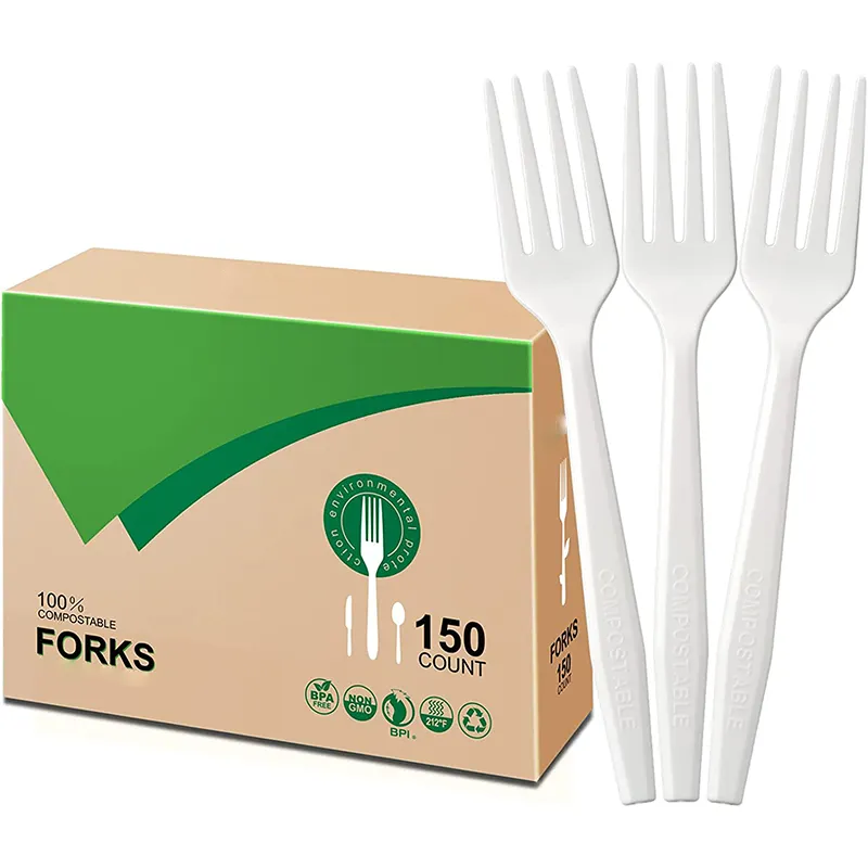 Eco-friendly biodegradable CPLA compostable cutlery forks spoons knives