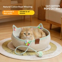 Nid pour chat en rotin écologique, grand, tressé, portable, résistant aux griffures, respirant, panier de couchage d'été pour chaton, coussin