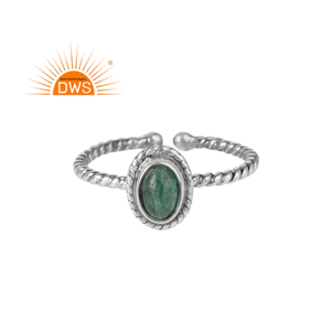 Anillo de Esmeralda Natural Hecho a Mano en Plata de Ley 925 Oxidada, Anillos Antiguos, Proveedor de Joyería - Product Image 1
