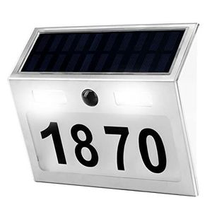 Numéro de <span class=keywords><strong>maison</strong></span> Lumière solaire LED extérieure Détecteur de mouvement Plaque d'immatriculation de porte Adresse de <span class=keywords><strong>la</strong></span> <span class=keywords><strong>maison</strong></span> Panneaux de numéro de <span class=keywords><strong>maison</strong></span> solaires modernes - Product Image 1