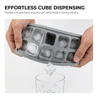 Bac à glaçons en silicone avec couvercle, moule carré à 10 cavités pour whisky, cocktails, thé glacé, bar, café, boissons, machine à glaces économique