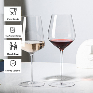 Élégantes Grandes Verres à Vin Rouge en Cristal Transparent avec Pied - Product Image 3