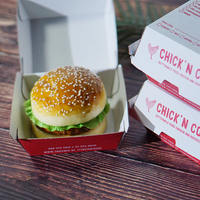 Boîte à hamburger en papier kraft avec doublure intérieure résistante à la graisse, avec logo personnalisé, pour la livraison de hamburgers à emporter