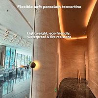 Panneau mural en pierre artificielle PU Travertin, revêtement léger pour l'extérieur des villas et la décoration murale intérieure