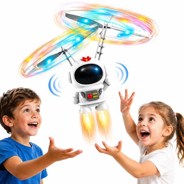 New Creative Children Plastic Electric Interactive Aircraft Remote Sensing Space Man Astronauts Flying Robot for Kids Gift
