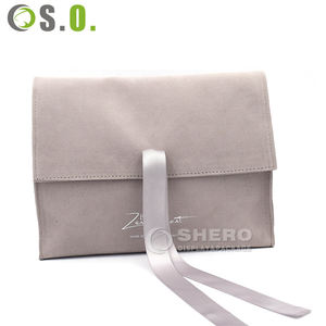 Pochette à bijoux en velours avec logo personnalisé, sac de rangement en daim coloré pour colliers, bracelets et bagues - Product Image 2