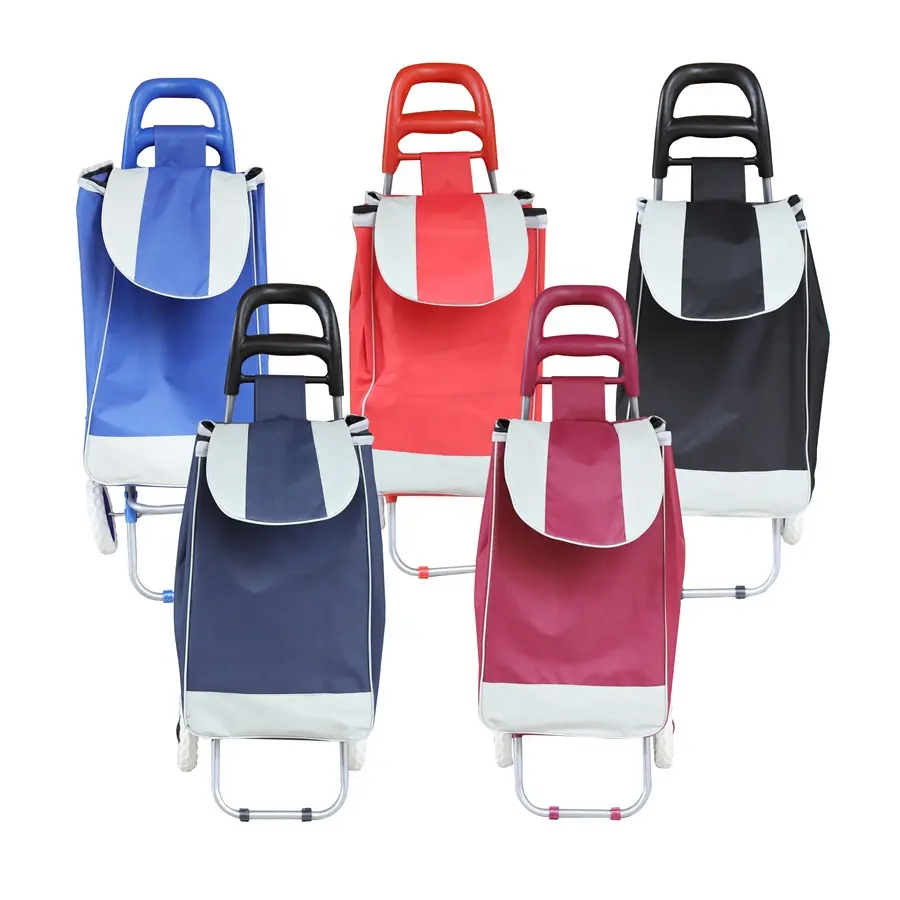 Cesta de equipaje de mercado, carrito de compras, bolsa de tela, comestibles plegable con ruedas, bolsas de Carts