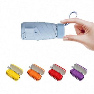 Mini parapluie de voyage pour sac à main avec étui, petit parapluie compact anti-UV, léger, minuscule parapluie de poche avec impression de logo - Product Image 5