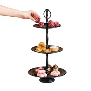 High Quality 3 Tier Metal Serving Stand Matte Black Vertical <b>Display</b> <b>Rack</b> For Desserts Cookies Sweets Home Decor Freestanding - Product Image 2