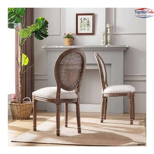 Fauteuil avec structure en bois, dossier en lin rembourré, coussin en éponge haute densité, pieds en bois vieilli pour salle à manger - Product Image 4