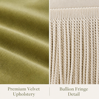 Canapé 3 places en velours vert olive OEM&ODM avec franges, canapé moderne à franges pour salon, canapé en velours pour la maison et l'hôtel