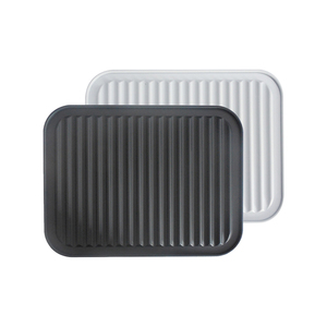 Self-Draining Black Grey Silicone Dish Drying Mat or <b>Trivet</b> for Kitchen Counter - Product Image 1