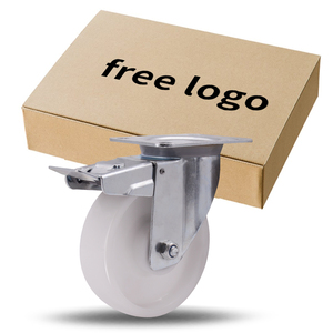 Roulettes industrielles modernes robustes en nylon blanc, avec frein pivotant, sans trace, de 3, 4, 5, 6 et 8 pouces, avec supports - Product Image 1