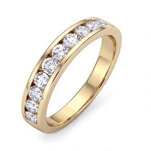 Bague minimaliste en diamant taille brillant rond plaqué or 18K 14K, demi-alliance empilable pour femme, bague de fiançailles en diamant CVD - Product Image 6