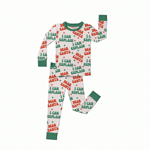 Pyjamas de Noël en bambou biologique pour enfants, pyjamas personnalisés pour enfants, ensemble de pyjamas en jersey pour enfants, vêtements durables pour enfants - Product Image 4
