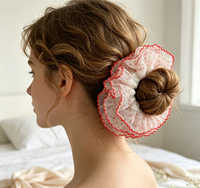 Élégante petite élastique à cheveux en maille à imprimé floral, élastique à cheveux en tulle à volants multicouches, accessoire capillaire doux et élastique, cadeau