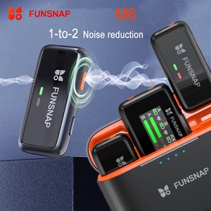 FUNSNAP M6 Micrófono de solapa inalámbrico para iPhone <span class=keywords><strong>Android</strong></span> Cámaras DSLR para transmisión en vivo Entrevista Vlog - Product Image 5