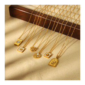 Không Phai Không Thấm Nước Biển Cuộc Sống Đồ Trang Sức 18K PVD Vỏ Trái Tim Mặt Dây Chuyền Thép Không Gỉ Cây Cọ Hình Học Vòng Cổ Cho Phụ Nữ - Product Image 1