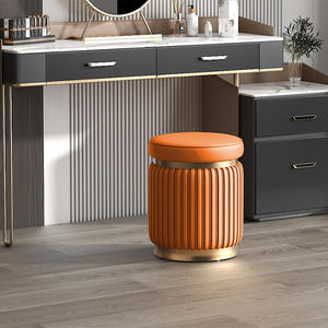 Light Luxury Nordic Modern Simple High-end Designer Makeup Chair Bedroom Round Leather <b>Stool</b> - Product Image 1