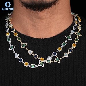 Cadena de eslabones cubanos de plata maciza 925 con moissanita de lujo, chapada en rodio, joyería estilo hip hop con incrustaciones de circonitas. - Product Image 1