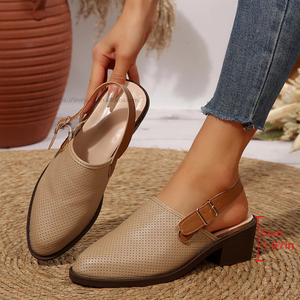 Plus Size Breathable Thick Heel Roman <b>Sandals</b> Summer New Arrival Toe-cap <b>Sandals</b> Fashion Mid-heel <b>Sandals</b> - Product Image 2