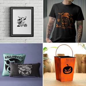 Pochoirs crâne visage citrouille réutilisables Halloween 36pcs 3 pouces Petits pochoirs Halloween pour la peinture sur bois pour le dessin et l'artisanat - Product Image 3