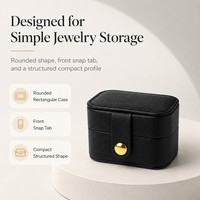 Mini boîte à bijoux portable de voyage en cuir PU avec bouton-pression pour ranger les bagues et autres bijoux