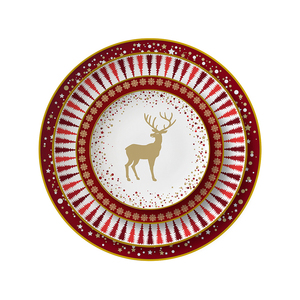 Ensemble de vaisselle en porcelaine fine Golden Rim <span class=keywords><strong>assiette</strong></span> à soupe de style vintage Design de luxe pour les mariages à la maison paquet de chargeurs de noël - Product Image 3