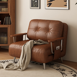 Sofá <span class=keywords><strong>Cama</strong></span> <span class=keywords><strong>de</strong></span> Cuero 3 en 1 <span class=keywords><strong>de</strong></span> Estilo Retro, Sofá <span class=keywords><strong>Cama</strong></span> <span class=keywords><strong>de</strong></span> Madera Marrón <span class=keywords><strong>de</strong></span> Lujo para Apartamento, Sofá <span class=keywords><strong>Cama</strong></span> Individual y Doble <span class=keywords><strong>de</strong></span> Alta Calidad y Suave - Product Image 1
