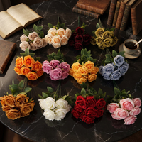 Bunga Mawar Sutra Buatan 7 Tangkai Fancy Flower, Buket Bunga Cantik Tersedia untuk Buket Pernikahan, Vas Rumah, dan Hiasan Tengah Meja