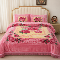 Lot de 4 pièces de couvertures Raschel d'hiver en gros, ensemble de literie, couverture en peluche, drap plat, taies d'oreiller – En stock