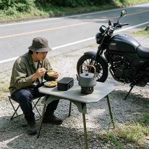 Foldable Camping Table with Integrated <b>Stove</b> and Tea Set for Outdoor Use - Product Image 5