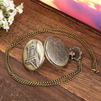 Cadeau souvenir britannique bijoux en métal vintage London Tower Bridge collier chaîne hommes montre de poche