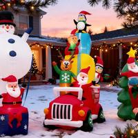 Aufblasbarer Weihnachtsmann-Geschenklieferwagen mit Elf Weihnachtsdekoration Geschenkartikel Weihnachtsdekorationszubehör