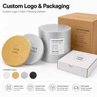 Plateau à gâteau biodégradable de qualité alimentaire, écologique, personnalisé, 12 mm, base tambour, blanc, or, argent, dorure à chaud, vente en gros commerciale 10/12/16
