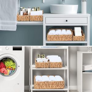 Cesta de Almacenamiento de Ratán Rectangular para Montar en la Pared, Organizador de Oficina Ecológico, Portadocumentos, Cesta Decorativa - Product Image 1