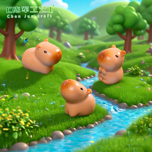 เรซิ่นจิ๋วตกแต่งสวนสไตล์การ์ตูนคาปิบาร่าน่ารัก ของตกแต่ง DIY แบบแขวน ของประดับตกแต่งขนาดเล็ก - Product Image 3