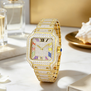 นาฬิกาฮิปฮอปแบบ Iced-Out Square Moissanite ประดับเพชร VVS1 ตัวเรือนสแตนเลสสตีล ระบบอัตโนมัติ สำหรับผู้ชาย - Product Image 3