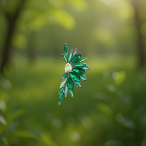 Eleganti orecchini pendenti con design a pianta verde per donna, gioielli alla moda con strass di cristallo, accessorio per feste, montatura a griffe in lega di zinco - Product Image 2