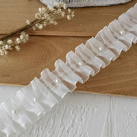 ZSY 4cm Organza plissé ruban Rosette dentelle garniture décorative feuille de Lotus ondulé fleur dentelle pour bricolage gâteau boîte commande Minimum 5 Yards