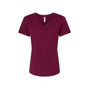 Camiseta Elástica con Cuello en V para Mujer, Informal, Tejida, 100% Algodón, Lisa, Manga Corta, con Logotipo, Ecológica, Antiarrugas, de Secado Rápido - Product Image 1