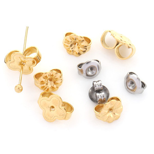 Attaches d'oreilles en acier inoxydable plaqué or, forme trèfle à quatre feuilles, fournitures de bijoux, accessoires de bricolage - Product Image 4
