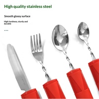 Ensemble de couverts en acier inoxydable pour seniors, couteau et fourchette avec manche en caoutchouc/plastique, anti-tremblement, adaptatif, pliable, pour personnes âgées, pour manger en toute sécurité