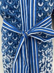 Indigo Patchwork Kantha Kimono Bloc Imprimer Coton Robe Cousu À La Main Floral Bloc Imprimé Vêtements De Nuit Vêtements D'hiver Hippie Kimono - Product Image 4