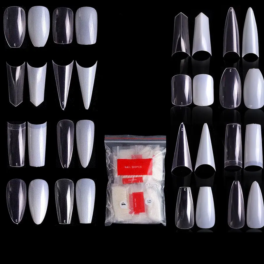 33 Styles French Pointy Clear Natural False Manicure Nail Tips Full Half Cover Gel Tips Nails
